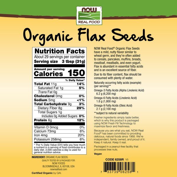 Now Foods Flax Seeds, Organic 2 lbs Seeds