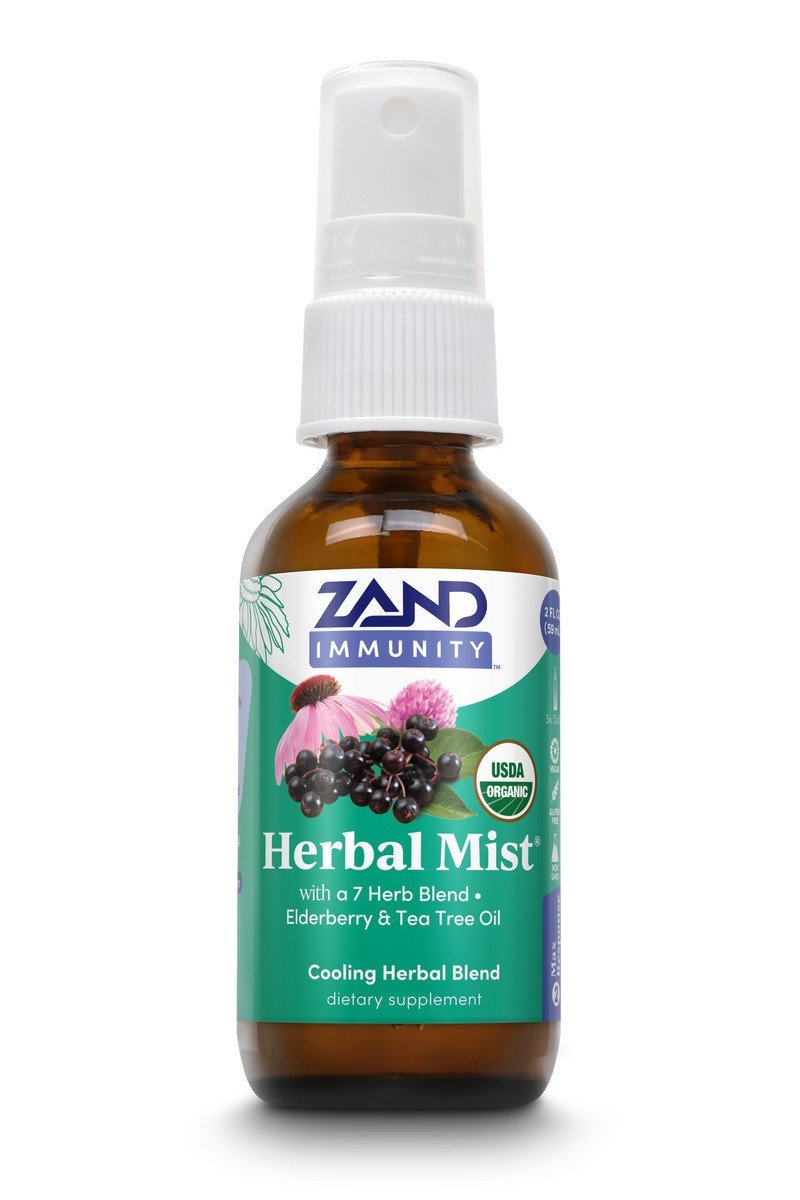 Herbal Mist | Zand Immunity | Elderberry | Tea Tree Oil | Cooling Herbal Blend | USDA Organic | Dietary Supplement | 2 ounce Liquid | VitaminLife