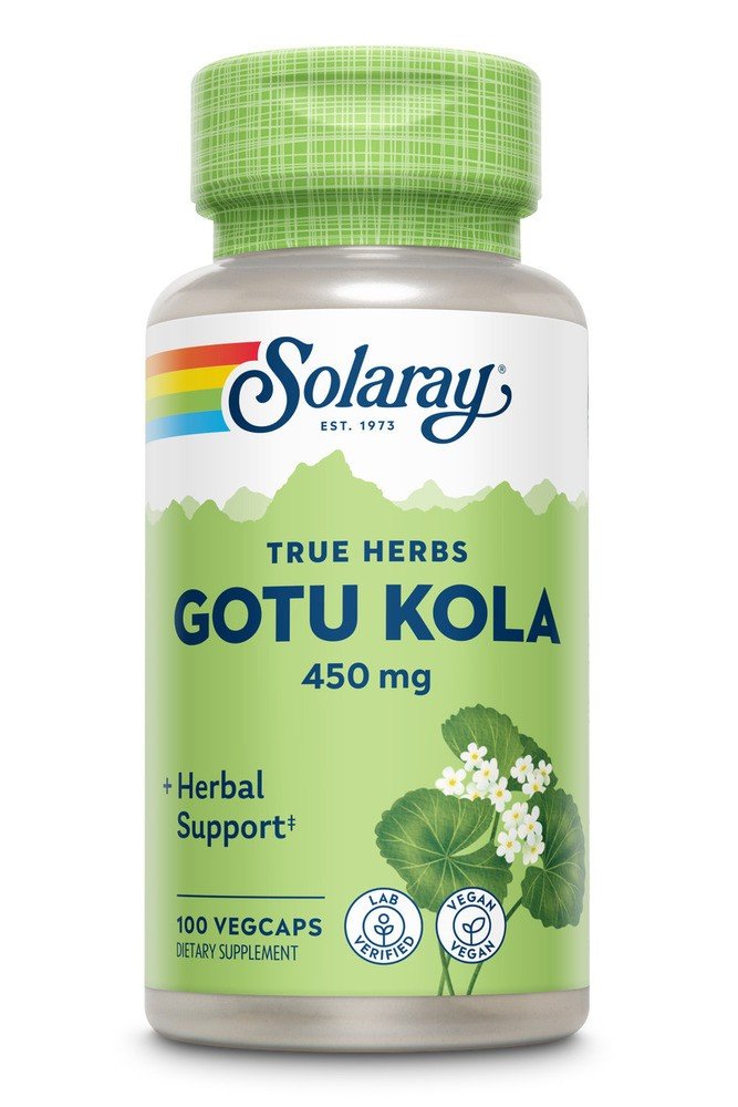 450 milligrams Gotu Kola | Solaray True Herbs | Vegan | Dietary Supplement | 100 VegCaps | Capsules | VitaminLife