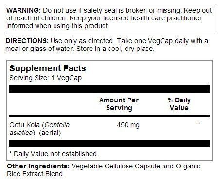 Solaray Gotu Kola 450mg 100 VegCaps