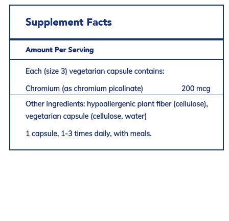 Pure Encapsulations Chromium Picolinate 200 mcg 60 Vegcap