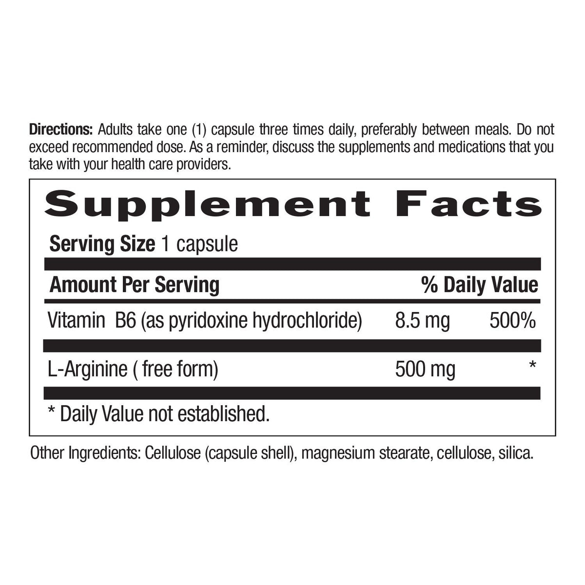 Country Life L Arginine 500mg with B-6 200 VegCap