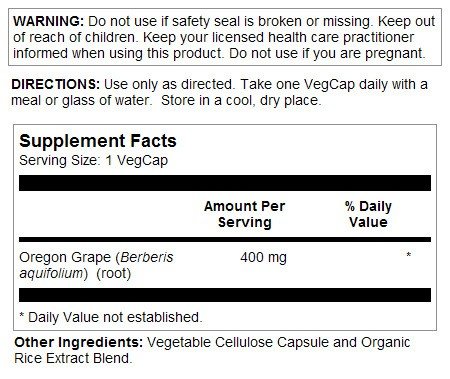 Solaray Oregon Grape Root 400mg 100 Capsule