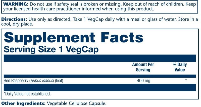 Solaray Red Raspberry Leaves 400mg 100 Capsule