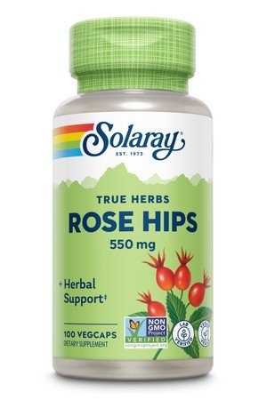 Rose Hips | Solaray True Herbs | 550 milligrams Rose Hip | Herbal Support | Non GMO | Vegan | Dietary Supplement | 100 VegCaps | 100 Vegetable Capsules | VitaminLife