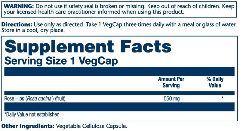 Solaray Rose Hips 550mg 100 VegCap