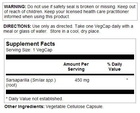 Solaray Sarsaparilla Root 450mg 100 VegCap