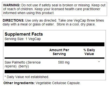 Solaray Saw Palmetto Berries 580mg 100 VegCaps