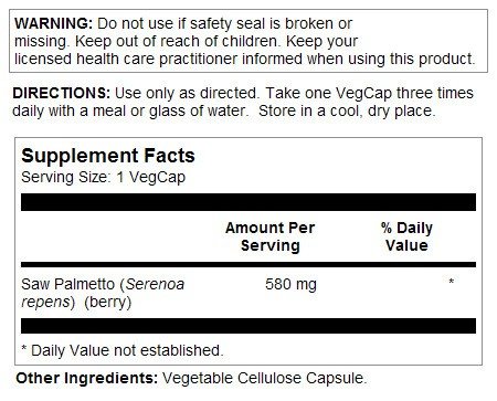 Solaray Saw Palmetto Berries 580mg 180 VegCap