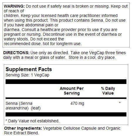 Solaray Senna Leaves 470mg 100 VegCap