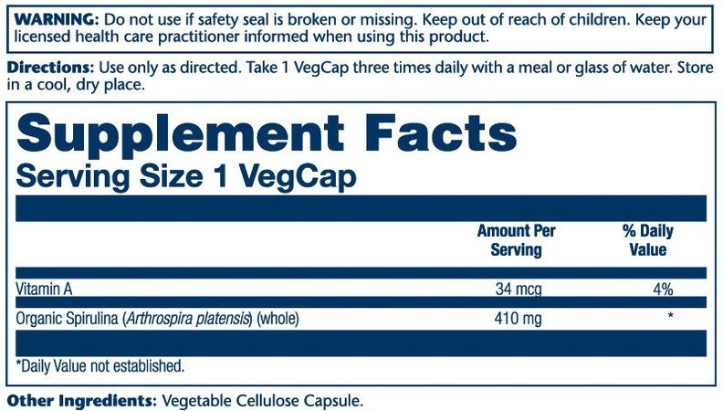 Solaray Spirulina 410mg 100 Capsule