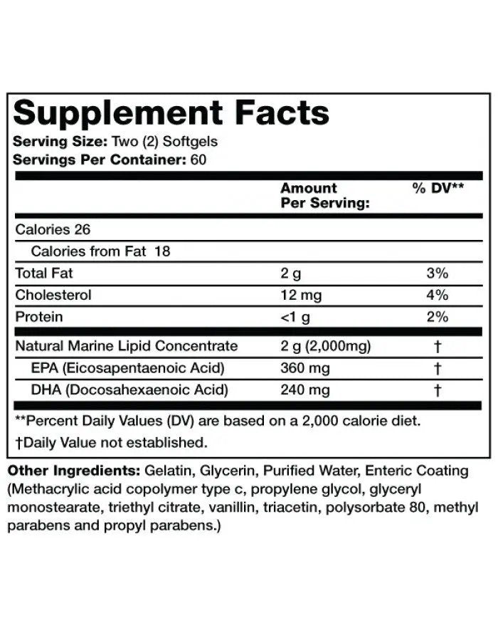 Olympian Labs Enteric Coated Omega-3 Fish Oils 2000mg 120 Softgel