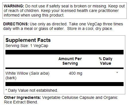 Solaray White Willow Bark 400mg 100 VegCap