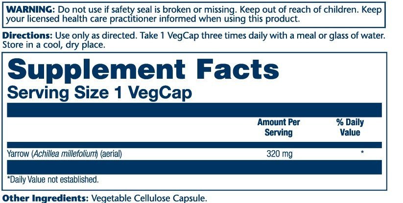 Solaray Yarrow 320mg 100 Capsule