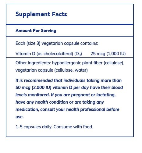 Pure Encapsulations Vitamin D3 1,000 IU 120 VegCap