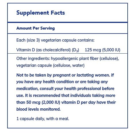 Pure Encapsulations Vitamin D3 5,000 IU 120 VegCap