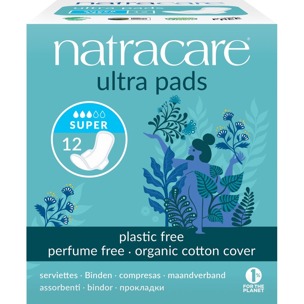 Natracare Natural Ultra Pads With Organic Cotton Cover Ultra with Wings Super 12 Pads