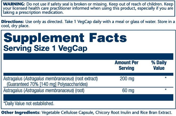 Solaray Astragalus Root Extract 200mg 30 VegCaps