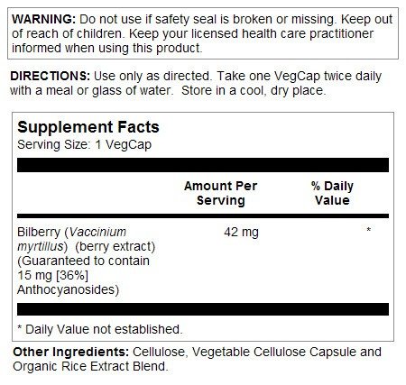 Solaray Bilberry Extract 42mg 60 VegCap