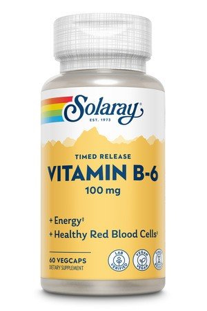 Vitamin B-6 | Two Stage Time Release | Solaray | Energy | Red Blood Cell Health | Vegan | Dietary Supplement | 60 VegCaps | Capsules | VitaminLife