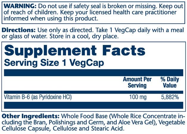 Solaray B-6 100 mg Time Release 120 VegCaps