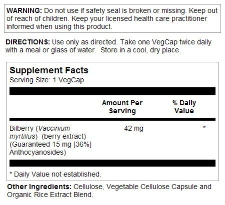 Solaray Bilberry Extract 42mg 120 VegCap