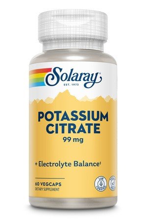 Potassium Citrate | Solaray | Electrolyte Balance | 99 milligrams Potassium Citrate | Vegan | Dietary Supplement | 60 VegCaps | Capsules | VitaminLife