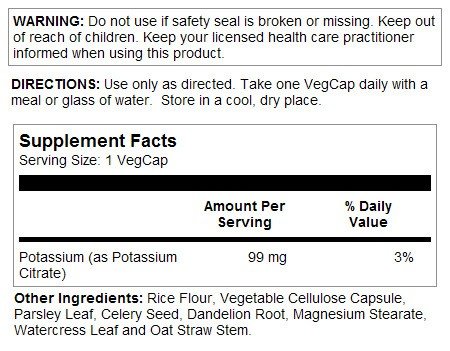 Solaray Potassium Citrate 99mg 60 Capsule