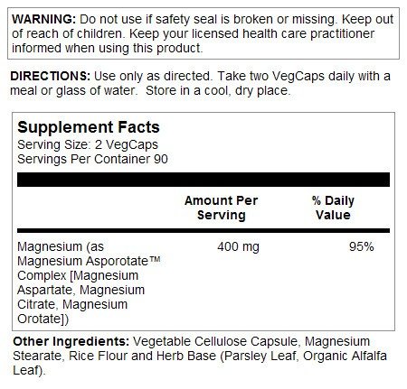 Solaray Magnesium Asporotate 400mg 180 Capsule