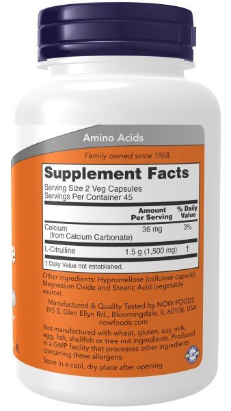 Now Foods L-Citrulline 750 mg 90 Capsule