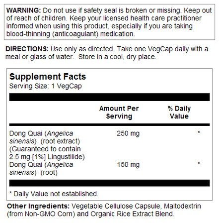 Solaray Dong Quai Root Extract 250mg 60 VegCap