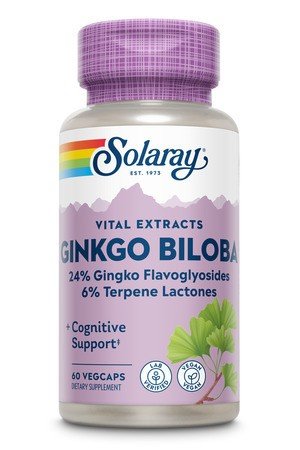 Ginkgo Biloba | Solaray Vital Extracts | Cognitive Support | 24% Ginkgo Flavoglyosides | 6% Terpene Lactones | Vegan | Dietary Supplement | 60 VegCaps | Capsules | VitaminLife