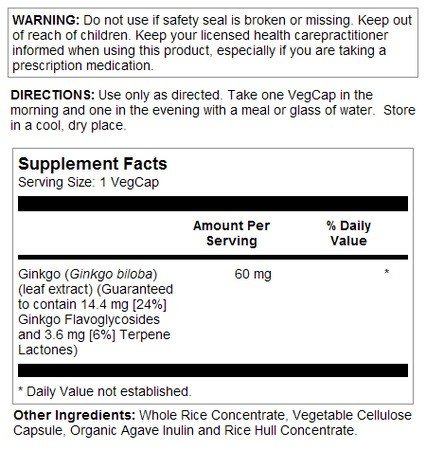 Solaray Ginkgo Biloba Extract 60mg 120 VegCap