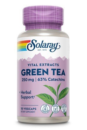 Green Tea | Solaray Vital Extracts | 63% Catechins | Herbal Support | Vegan | Caffeine Free | Dietary Supplement | 30 VegCaps | Capsules | VitaminLife