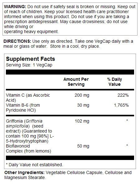 Solaray L-5-HTP 100mg w/ B-6 &amp; C 30 Capsule