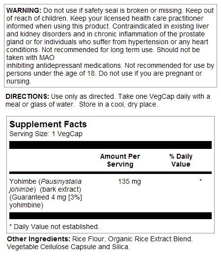 Solaray Yohimbe Bark Extract 135mg 60 Capsule