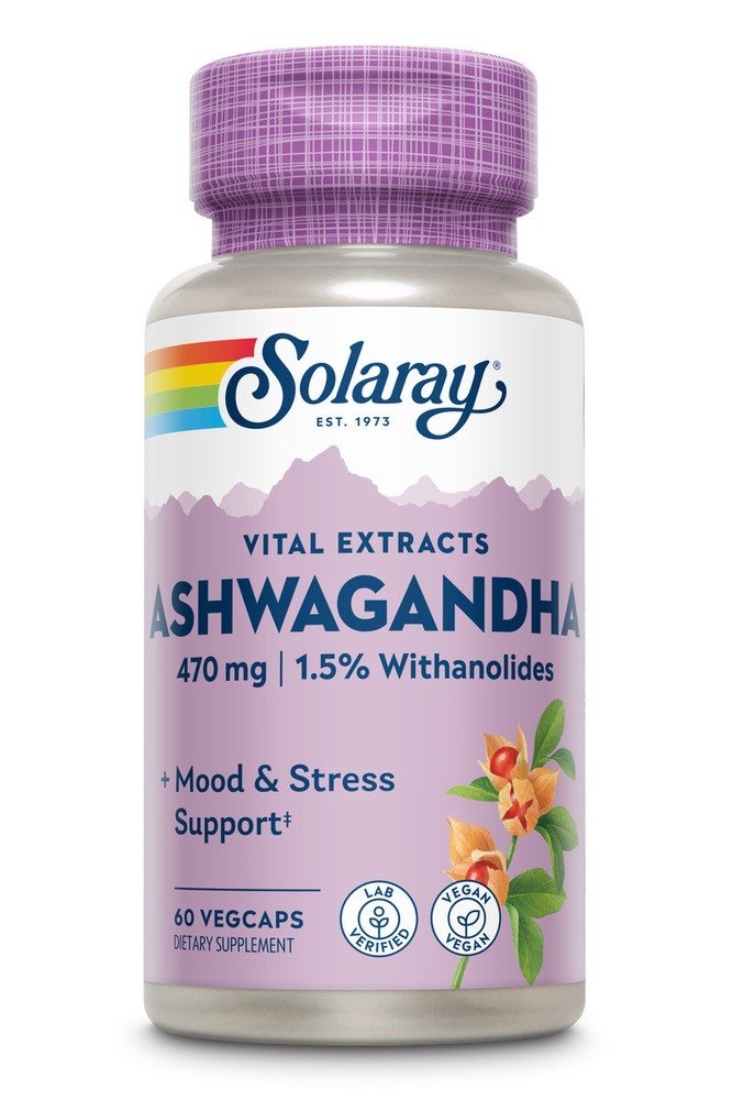 Solaray Ashwaganda Root Extract Ayurvedic 470mg 60 Capsule