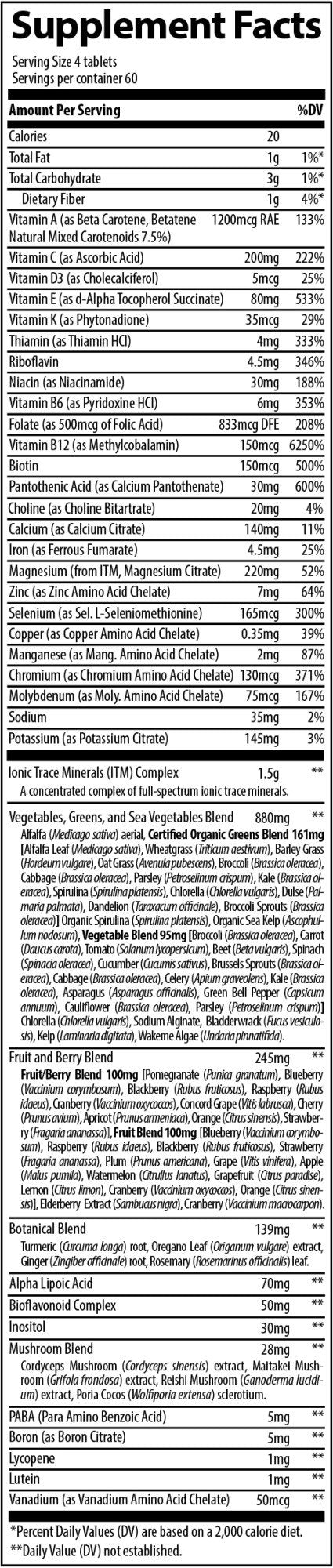 Trace Minerals Complete Foods Multi (Replaced upc 786601350019) 240 Tablet