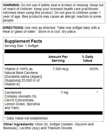 Solaray Food Carotene 25,000 IU 50 Softgel