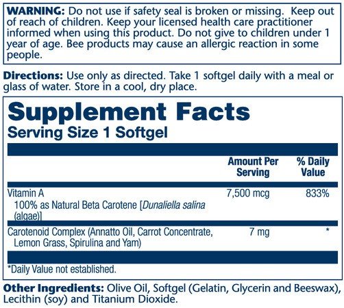 Solaray Food Carotene 25,000 IU 200 Softgel