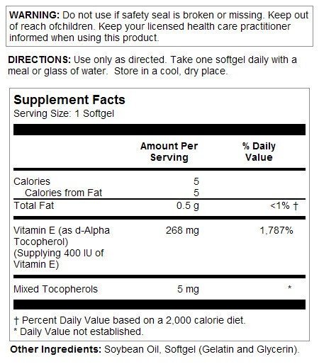 Solaray Vitamin E-400 IU 50 Softgel