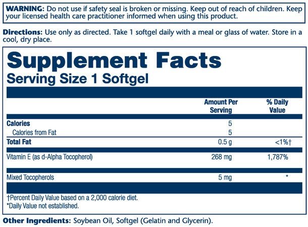 Solaray Vitamin E-400 IU 100 Softgel