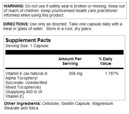 Solaray Dry Vitamin E-400 IU 100 Capsule