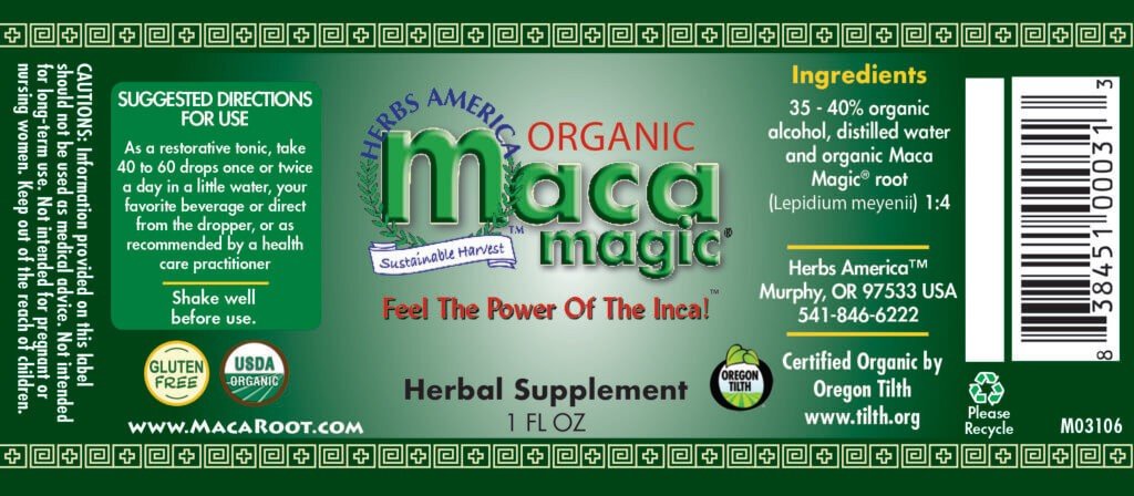 Herbs America Organic Maca Magic Express Extract 1 oz Liquid