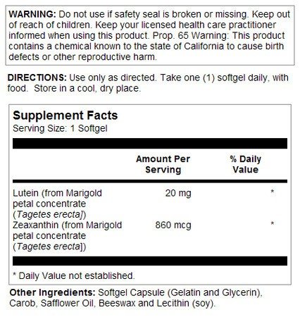 Natures Life Lutein 20mg 30 Softgel