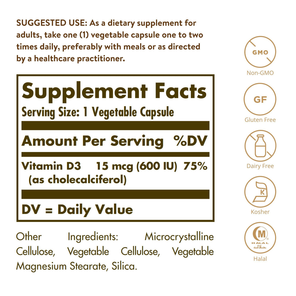 Solgar Vitamin D3 600 IU 120 VegCap