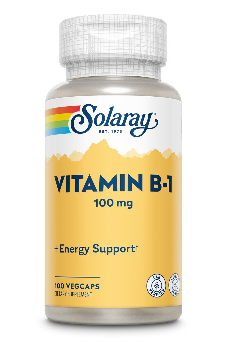 100 milligrams Vitamin B-1 | Solaray | Energy Support | Vegan | Dietary Supplement | 100 VegCaps | VitaminLife