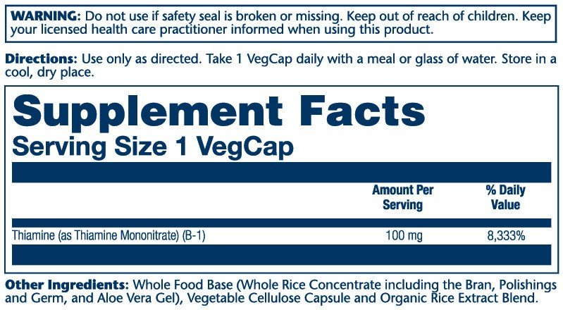 Solaray Vitamin B-1 100mg 100 VegCaps