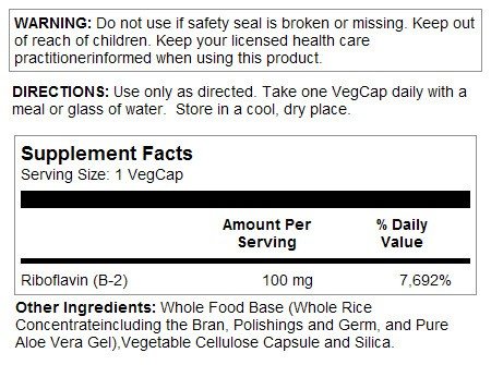 Solaray Vitamin B-2 100mg 100 Capsule