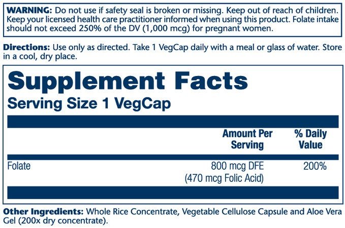 Solaray Folic Acid 100 VegCaps